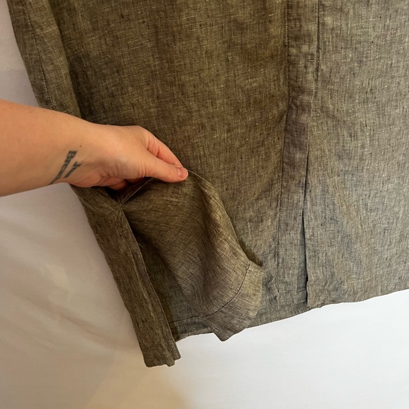 Poetry Linen Dress Button Front Short Sleeve V-Neck Minimalist Lagenlook Sz 8 - Picture 6 of 12